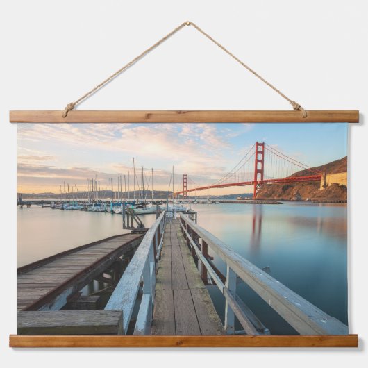 Golden Gate Bridge vanaf de houten pier Hangend Wandkleed (Voorkant)