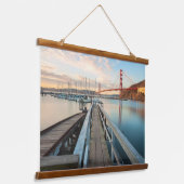 Golden Gate Bridge vanaf de houten pier Hangend Wandkleed (Gebogen)