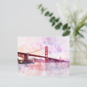 Golden Gate Bridge waterverf in San Francisco Briefkaart (Staand voorkant)