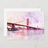 Golden Gate Bridge waterverf in San Francisco Briefkaart (Voorkant / Achterkant)