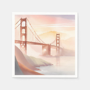 Golden Gate Bridge   Zonsopgang Mooie Aquarel Servet