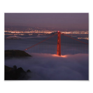 Golden Gate Covered in Fog Foto Afdruk