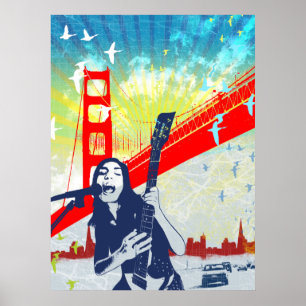 Golden Gate Guitarist Poster