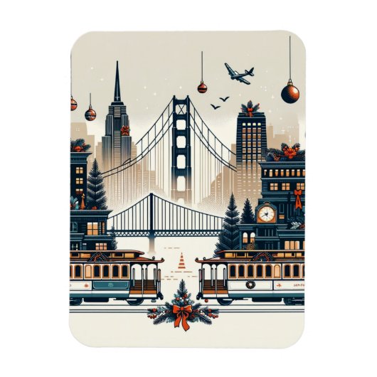 Golden Gate Holiday Magic San Francisco Kerstmis Magneet (Verticaal)