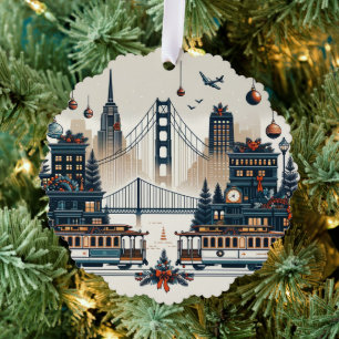 Golden Gate Holiday Magic San Francisco Kerstmis Ornament Kaart