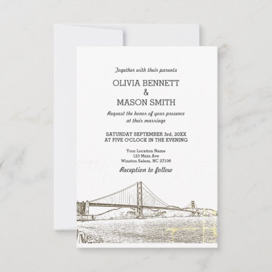 Golden Gate San Francisco Faire-part de mariage (Devant)
