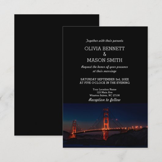 Golden Gate San Francisco Wedding Invitation Kaart (Voorkant / Achterkant)