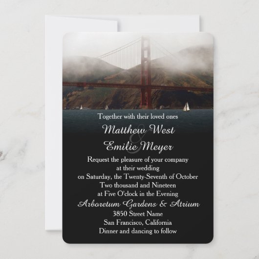 Golden Gate San Francisco Wedding Invitation Kaart (Voorkant)