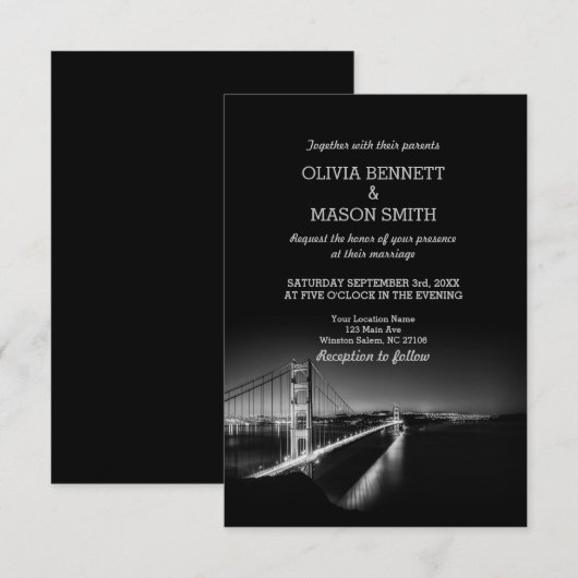 Golden Gate San Francisco Wedding Invitation Kaart (Voorkant / Achterkant)