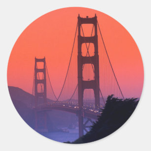 Golden Gate Sunset Ronde Sticker