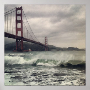 Golden Gate Waves 12 x 12 inch Poster