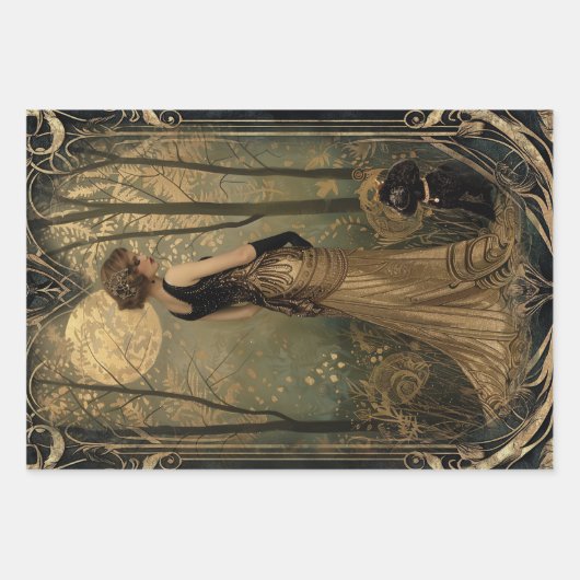 Golden Gatsby Hour Art Deco Zwaar Gewicht Decoupag Inpakpapier Vel (Voorkant)