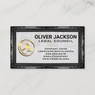 Golden Gavel Law Logo Klassiek Frame Steen Visitekaartje