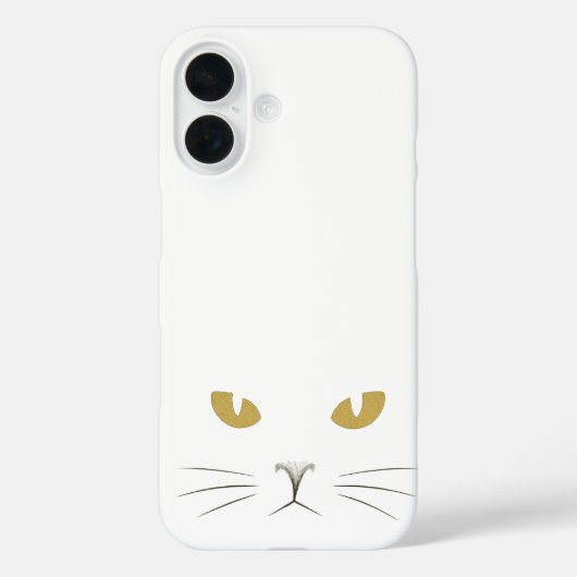 Golden Gaze: Minimalist Cat Face Glow Hoesje (Achterkant)
