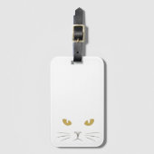 Golden Gaze: Minimalist Cat Face Glow Hoesje Bagagelabel (Voorkant (verticaal))