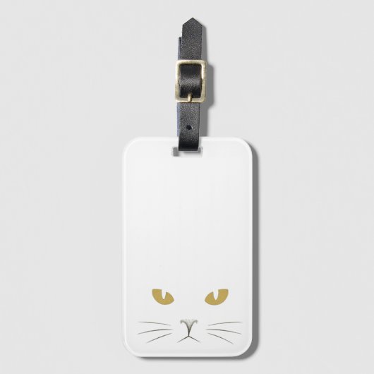 Golden Gaze: Minimalist Cat Face Glow Hoesje Bagagelabel (Voorkant (verticaal))