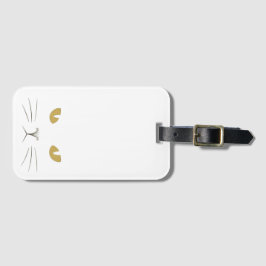 Golden Gaze: Minimalist Cat Face Glow Hoesje Bagagelabel