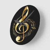 Golden Gclef Wall Clock Ronde Klok (Hoek)