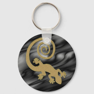 Golden Gecko   zwarte golven Sleutelhanger