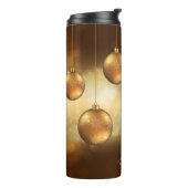 Golden gele kerstblazen met aangepaste naam thermosbeker (Gedraaid links)