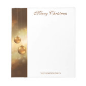Golden gele kerstblazen met aangepaste tekst notitieblok (Voorkant)