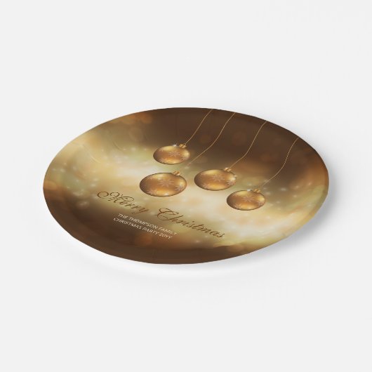 Golden gele kerstblazen met aangepaste tekst papieren bordje (Gekanteld)