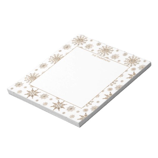 Golden Gele Snowflakes Patroon & Aangepaste Tekst Notitieblok (Gedraaid)