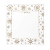 Golden Gele Snowflakes Patroon & Aangepaste Tekst Notitieblok (Voorkant)