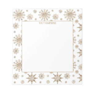 Golden Gele Snowflakes Patroon & Aangepaste Tekst Notitieblok