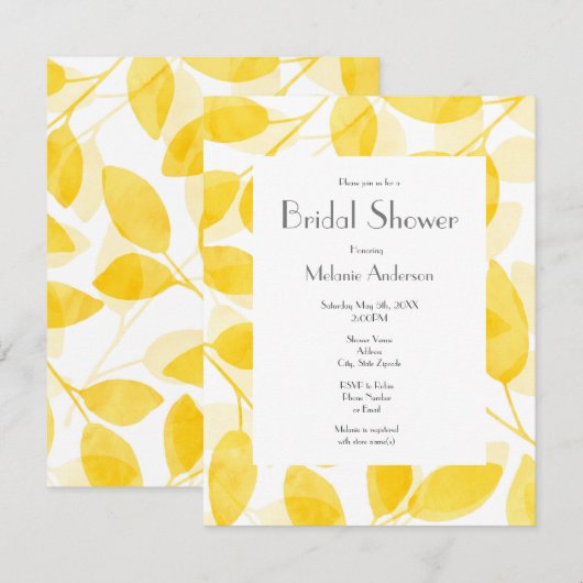 Golden gele Waterverf bladeren Kaart (Voorkant / Achterkant)