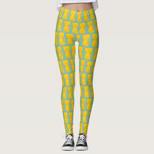 Golden geluk Cat doodle Leggings (Voorkant)