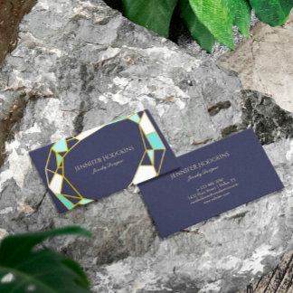 Golden Gem-contouren | Navy Blue | Joodontwerper Visitekaartje