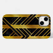Golden Geometric Dimoned Art Deco over zwarte marm Case-Mate iPhone Case (Achterkant (horizontaal))