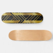 Golden Geometric Dimoned Art Deco over zwarte marm Skateboard (Horizontaal)