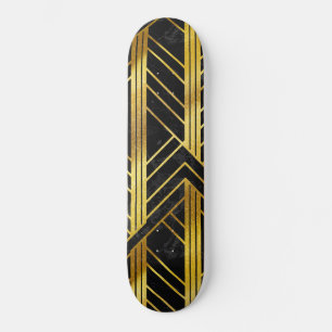 Golden Geometric Dimoned Art Deco over zwarte marm Skateboard