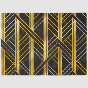 Golden Geometric Dimoned Art Deco over zwarte marm Tissuepapier
