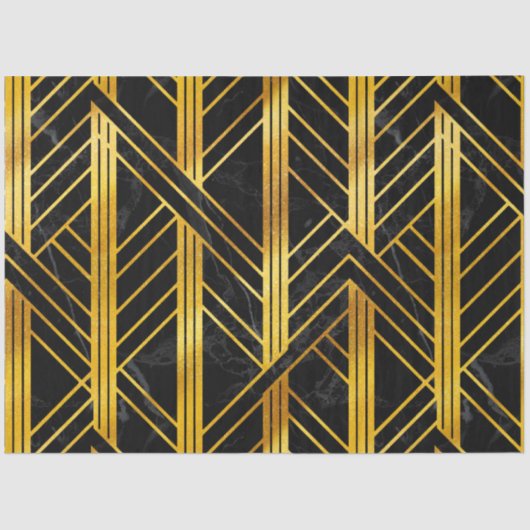 Golden Geometric Dimoned Art Deco over zwarte marm Tissuepapier (Voorkant)
