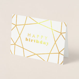 Golden Geometric Gem - Happy Birthday Folie Kaarten