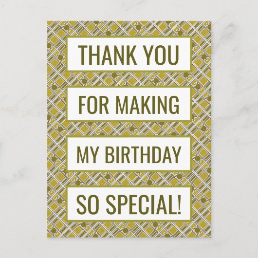 Golden Geometric Pattern, Birthday Dank je Briefkaart (Voorkant)