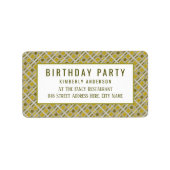 Golden Geometric Pattern, Modern Birthday Party Etiket (Voorkant)