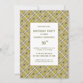 Golden Geometric Pattern, Modern Birthday Party Kaart (Voorkant)