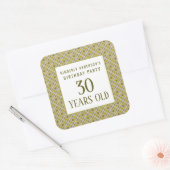Golden Geometric Pattern, Modern Birthday Party Vierkante Sticker (Envelop)