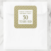 Golden Geometric Pattern, Modern Birthday Party Vierkante Sticker (Tas)