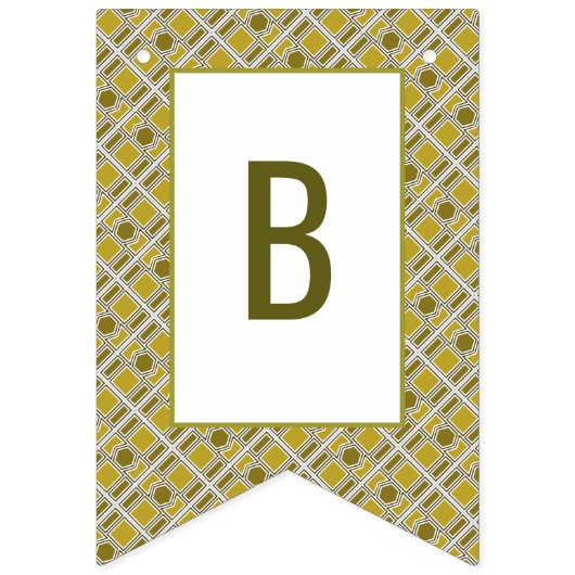 Golden Geometric Pattern, Modern Birthday Party Vlaggetjes (Tweede vlag)