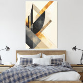 Golden Geometric Symphony Canvas Afdruk (Insitu (Slaapkamer))