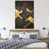 Golden Geometry Canvas Afdruk (Insitu (Slaapkamer))