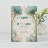 Golden Ginkgo Faire-part de mariage Art Nouveau (Debout devant)