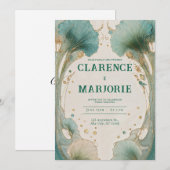 Golden Ginkgo Faire-part de mariage Art Nouveau (Devant / Derrière)