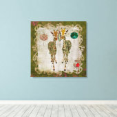 Golden Giraffes Olive Twilight Canvas Afdruk (Insitu (Houten vloer))