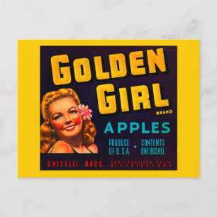 Golden Girl Brand Apples - krateletiket Briefkaart